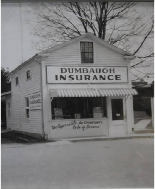 The original Dumbaugh Insurance building in 1955 located in Fredericktown, Ohio.